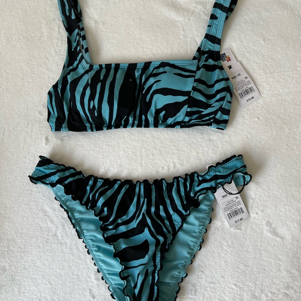 Black and Teal, 2-piece bikini swim suit (Size MEDIUM)